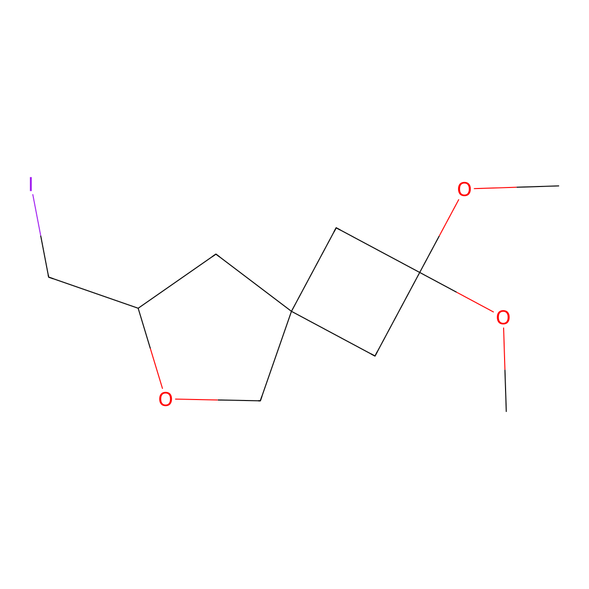 7-(Iodomethyl)-2,2-dimethoxy-6-oxaspiro[3.4]octane molecular structure, CAS 2168830-81-5