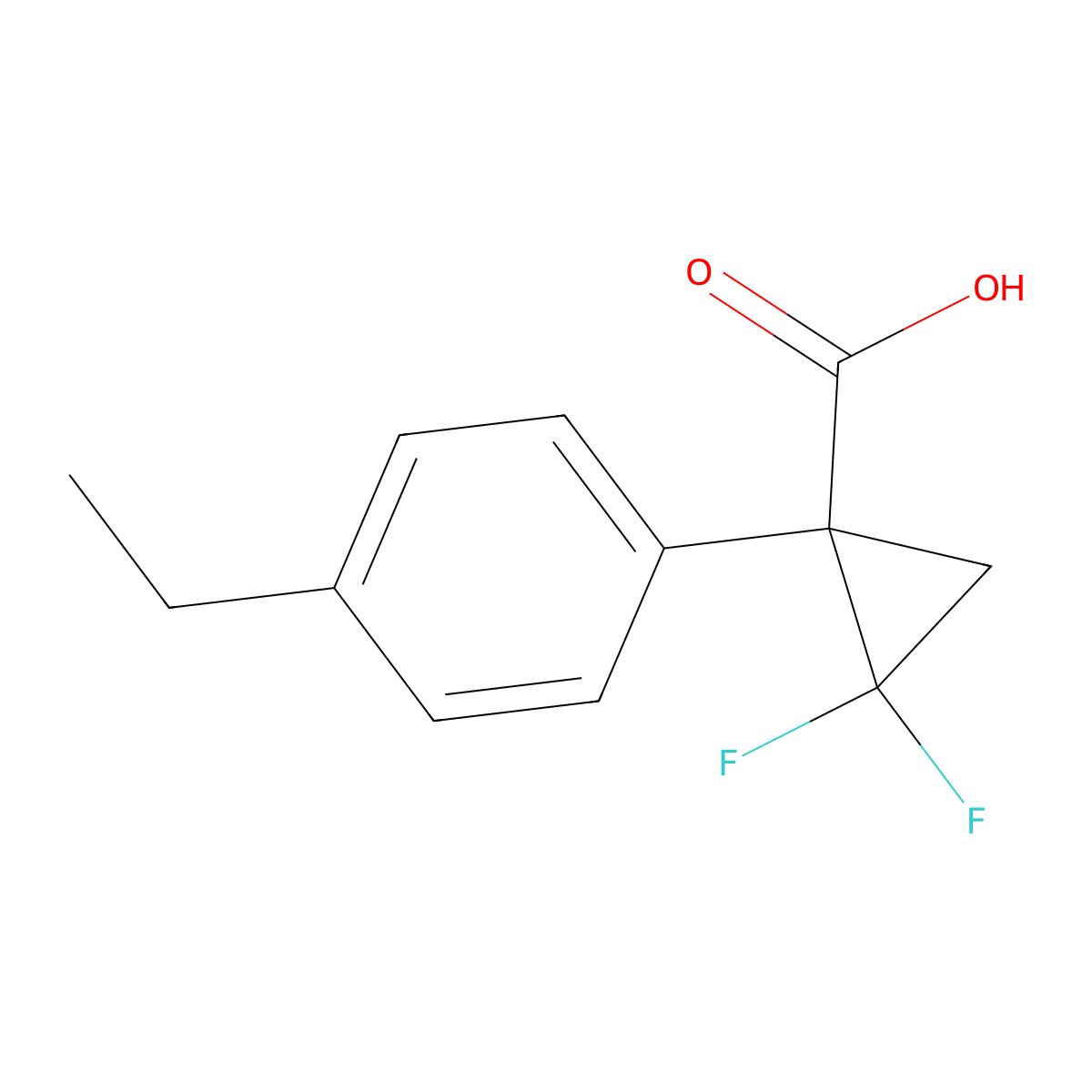 1-(4-Ethylphenyl)-2,2-difluorocyclopropane-1-carboxylic acid molecular structure, CAS 2168846-11-3