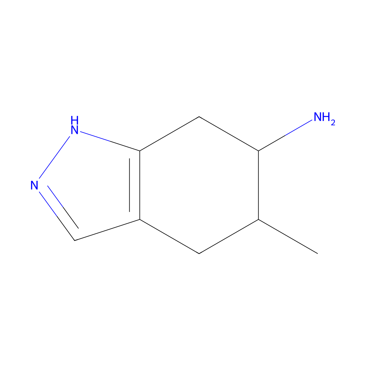 5-methyl-4,5,6,7-tetrahydro-1H-indazol-6-amine molecular structure, CAS 2168846-80-6