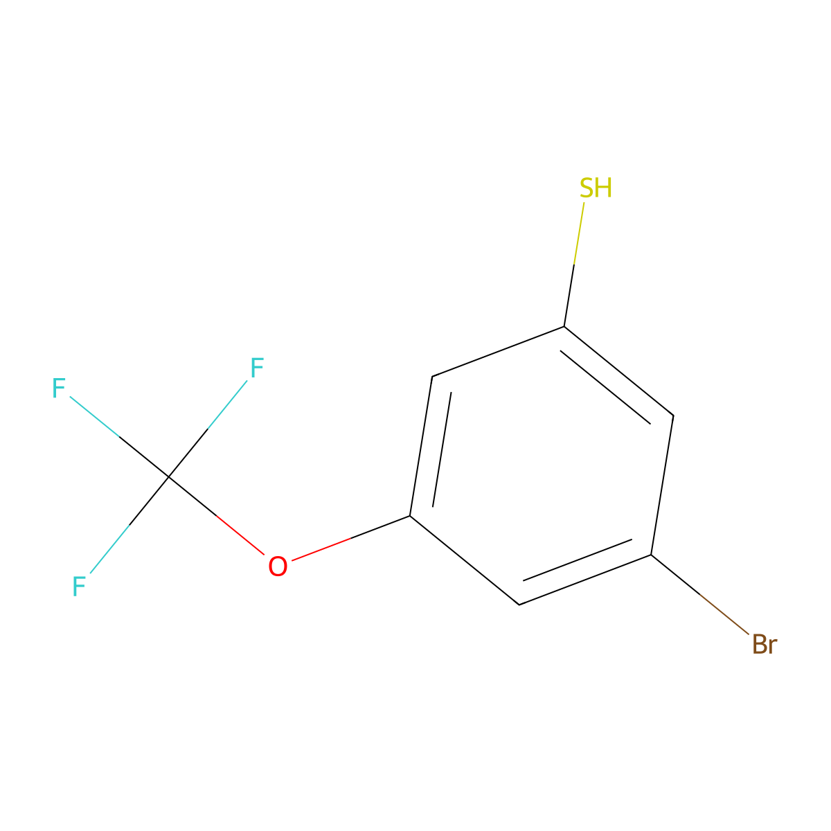 3-Bromo-5-(trifluoromethoxy)benzenethiol molecular structure, CAS 2168848-95-9