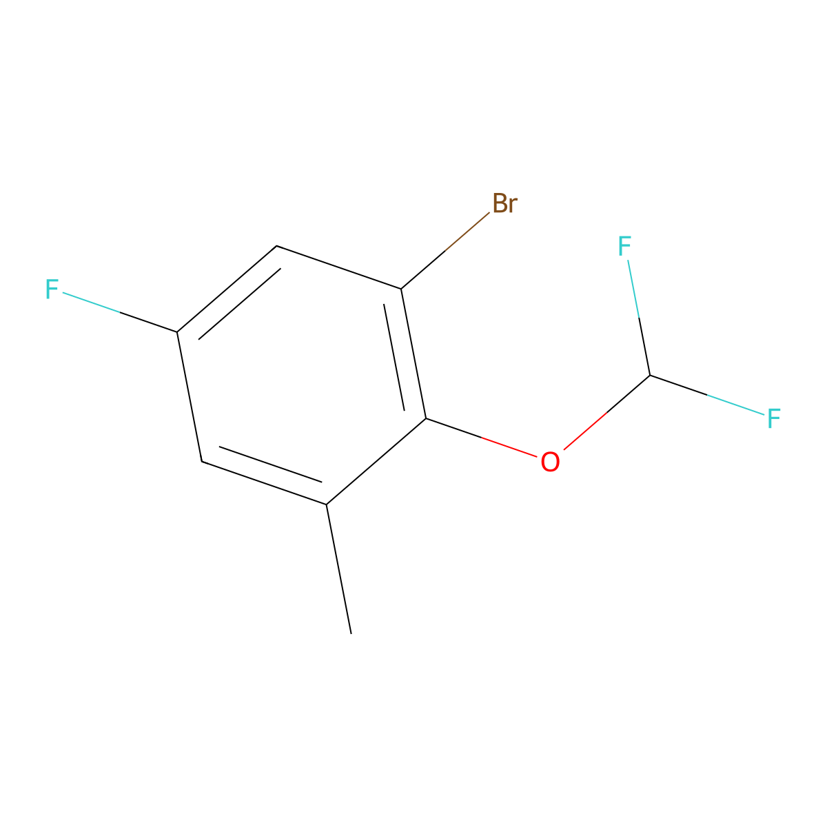 1-Bromo-2-(difluoromethoxy)-5-fluoro-3-methylbenzene molecular structure, CAS 2168854-90-6
