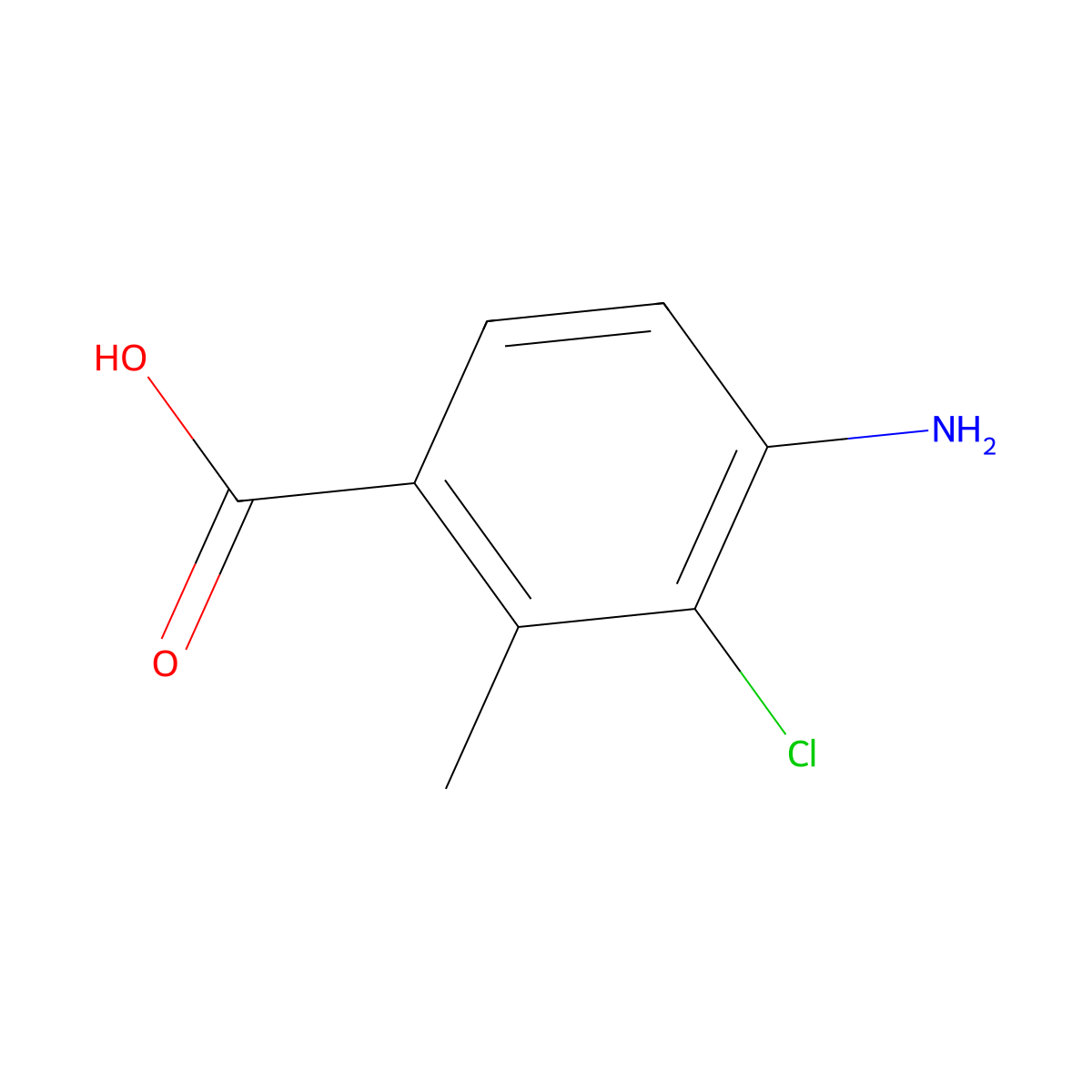 4-Amino-3-chloro-2-methylbenzoic acid molecular structure, CAS 2168861-15-0
