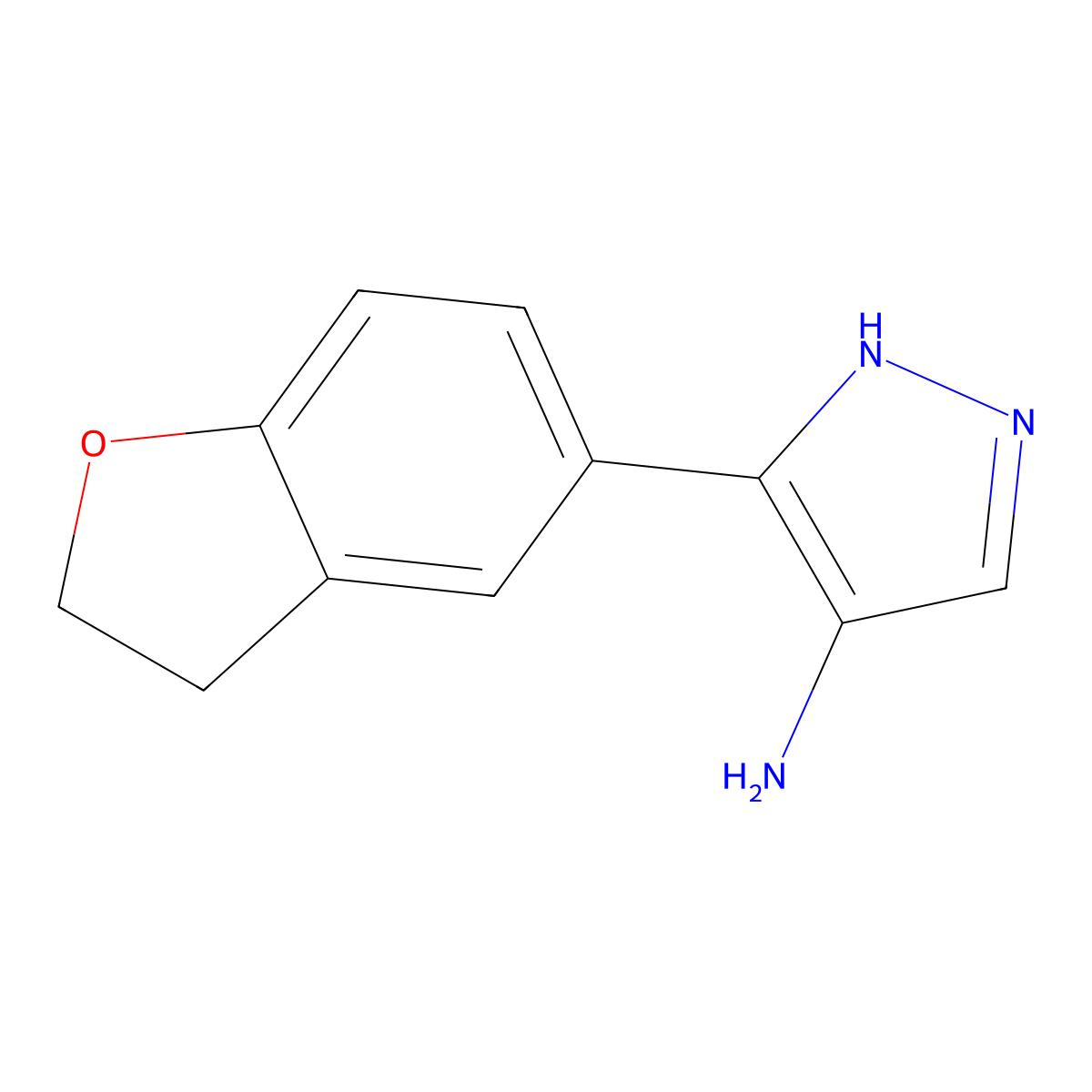 5-(2,3-dihydro-1-benzofuran-5-yl)-1H-pyrazol-4-amine molecular structure, CAS 2168862-15-3