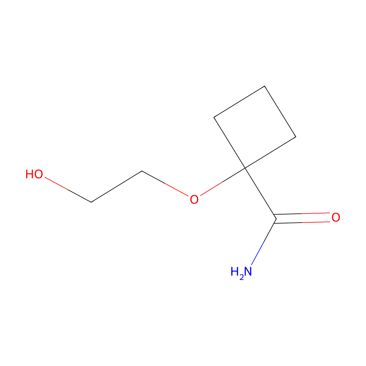 1-(2-Hydroxyethoxy)cyclobutane-1-carboxamide molecular structure, CAS 2168863-68-9