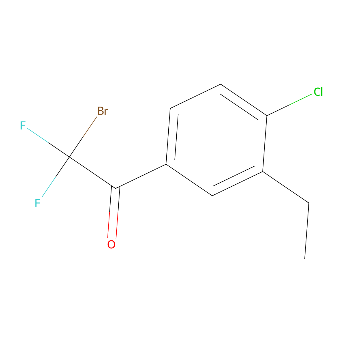 2-Bromo-2,2-difluoro-1-(4-chloro-3-ethylphenyl)ethanone molecular structure, CAS 2168873-08-1