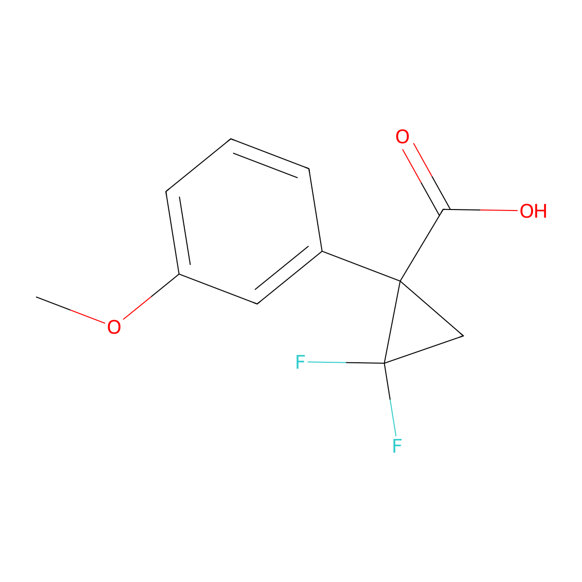 2,2-Difluoro-1-(3-methoxyphenyl)cyclopropane-1-carboxylic acid molecular structure, CAS 2168875-92-9