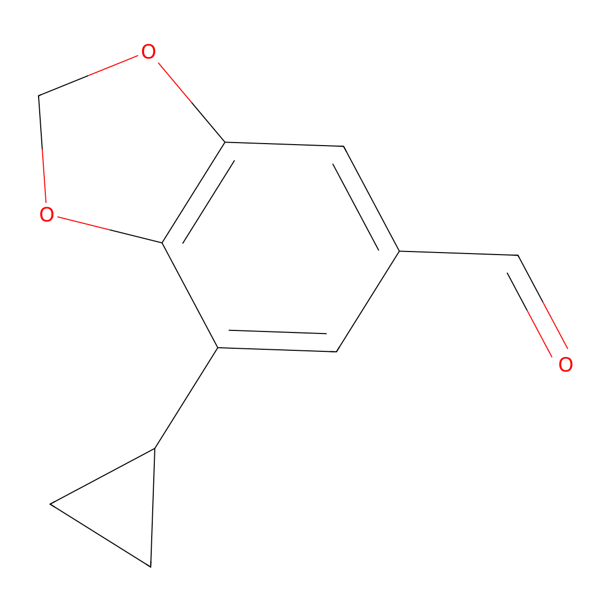 7-Cyclopropyl-1,3-dioxaindane-5-carbaldehyde molecular structure, CAS 2168881-53-4