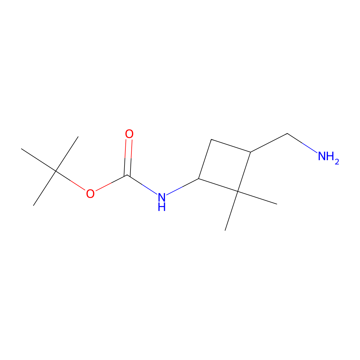 tert-butyl N-[3-(aminomethyl)-2,2-dimethylcyclobutyl]carbamate molecular structure, CAS 2168883-74-5