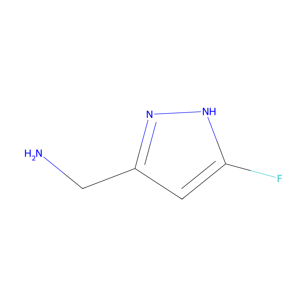 (5-fluoro-1H-pyrazol-3-yl)methanamine molecular structure, CAS 2168896-44-2