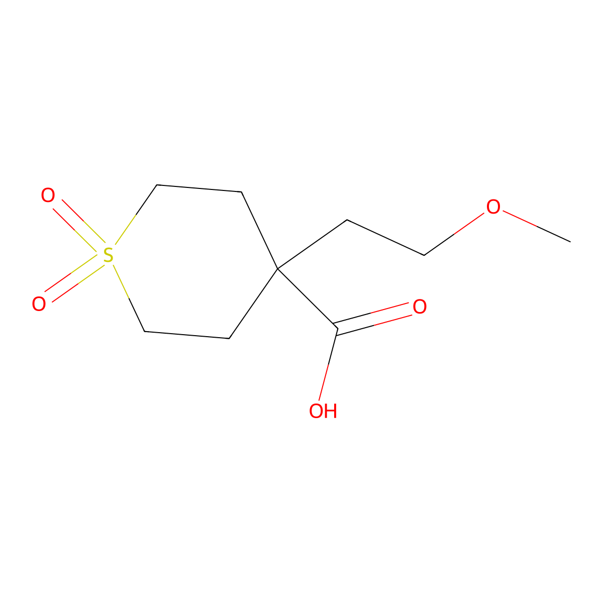 4-(2-Methoxyethyl)-1,1-dioxo-1Lambda(6)-thiane-4-carboxylic acid molecular structure, CAS 2168905-54-0