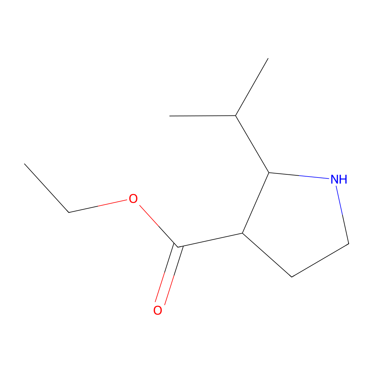 Ethyl 2-(propan-2-yl)pyrrolidine-3-carboxylate molecular structure, CAS 2168911-45-1
