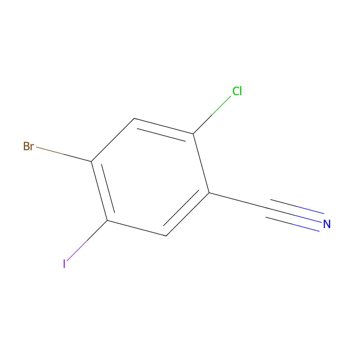 4-Bromo-2-chloro-5-iodobenzonitrile molecular structure, CAS 2168911-56-4