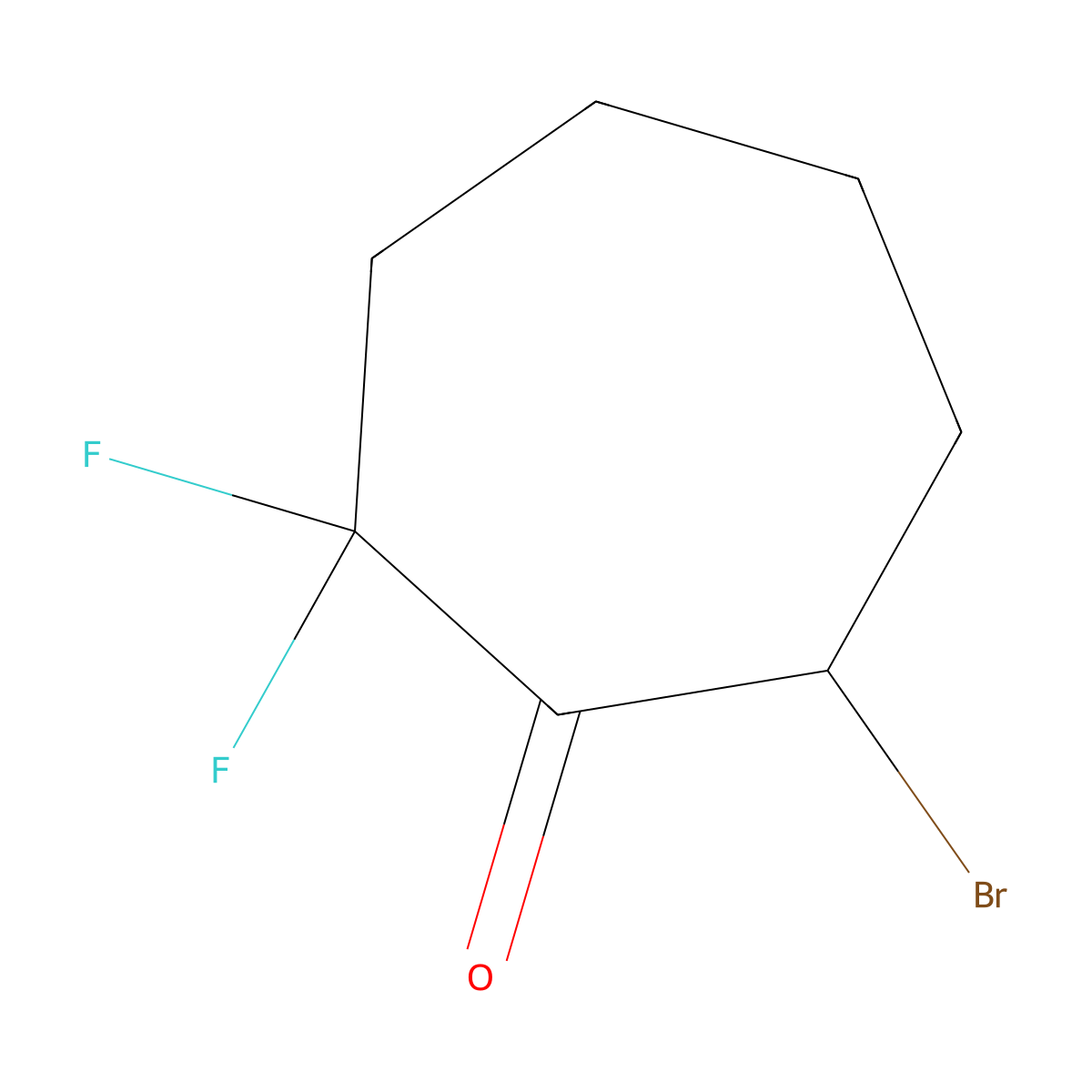 7-Bromo-2,2-difluorocycloheptan-1-one molecular structure, CAS 2168912-12-5