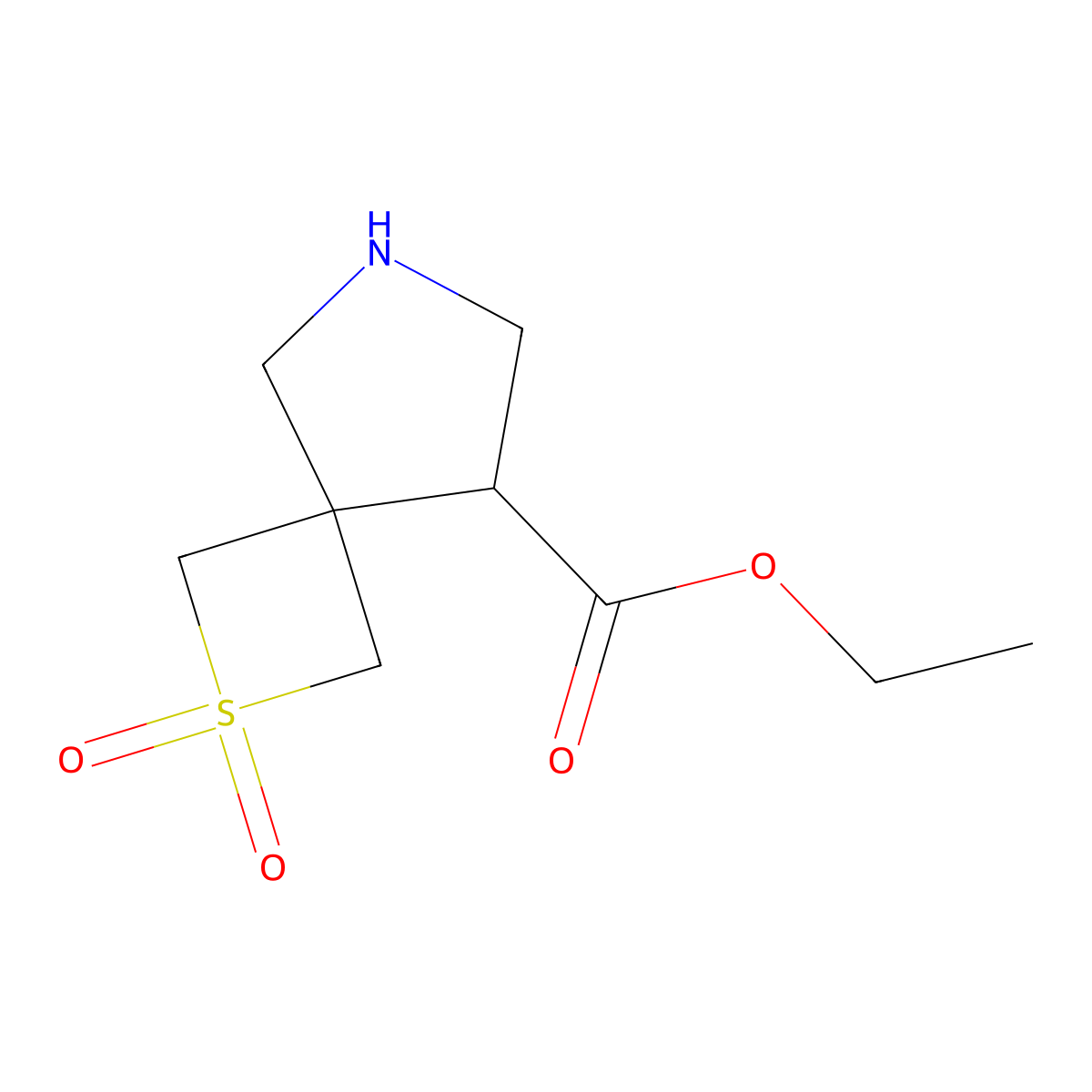 Ethyl 2,2-dioxo-2lambda6-thia-6-azaspiro[3.4]octane-8-carboxylate molecular structure, CAS 2168921-56-8