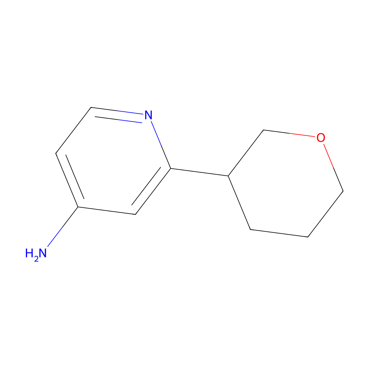 2-(tetrahydro-2H-pyran-3-yl)pyridin-4-amine molecular structure, CAS 2168933-07-9