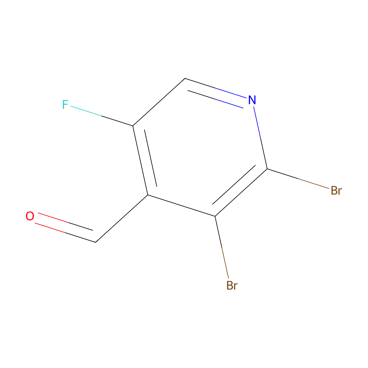 2,3-Dibromo-5-fluoropyridine-4-carbaldehyde molecular structure, CAS 2168936-15-8