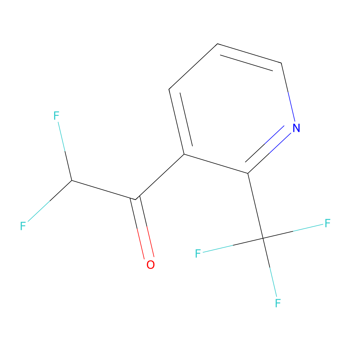 2,2-Difluoro-1-[2-(trifluoromethyl)pyridin-3-yl]ethan-1-one molecular structure, CAS 2168937-39-9