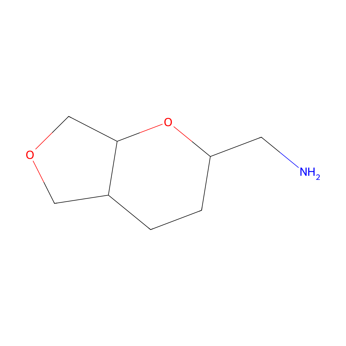 1-{hexahydro-2H-furo[3,4-b]pyran-2-yl}methanamine molecular structure, CAS 2168942-01-4