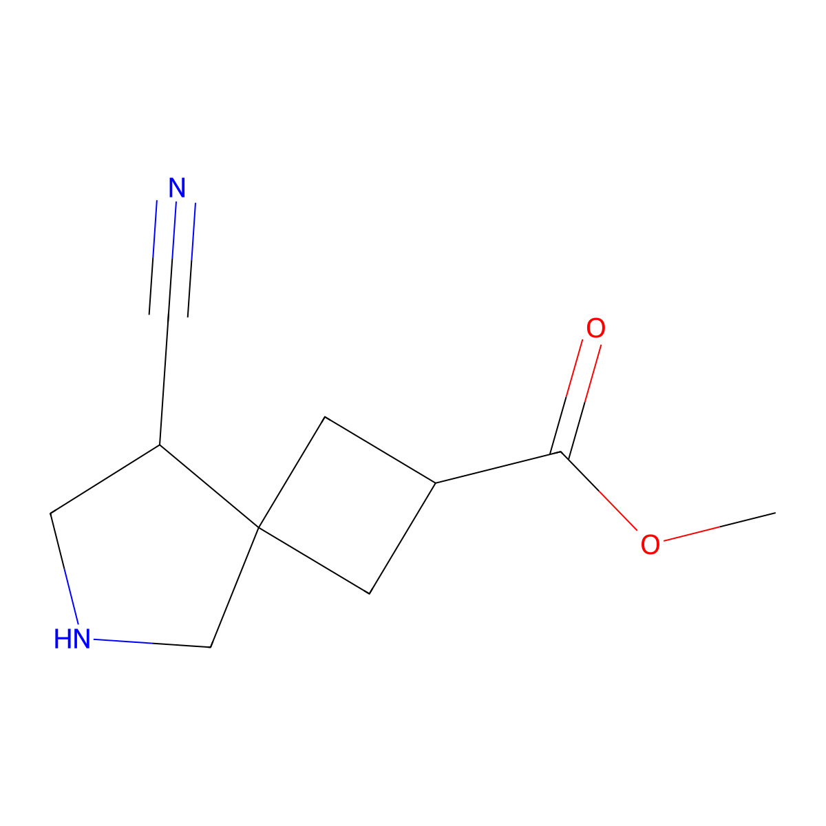 Methyl 8-cyano-6-azaspiro[3.4]octane-2-carboxylate molecular structure, CAS 2168947-48-4