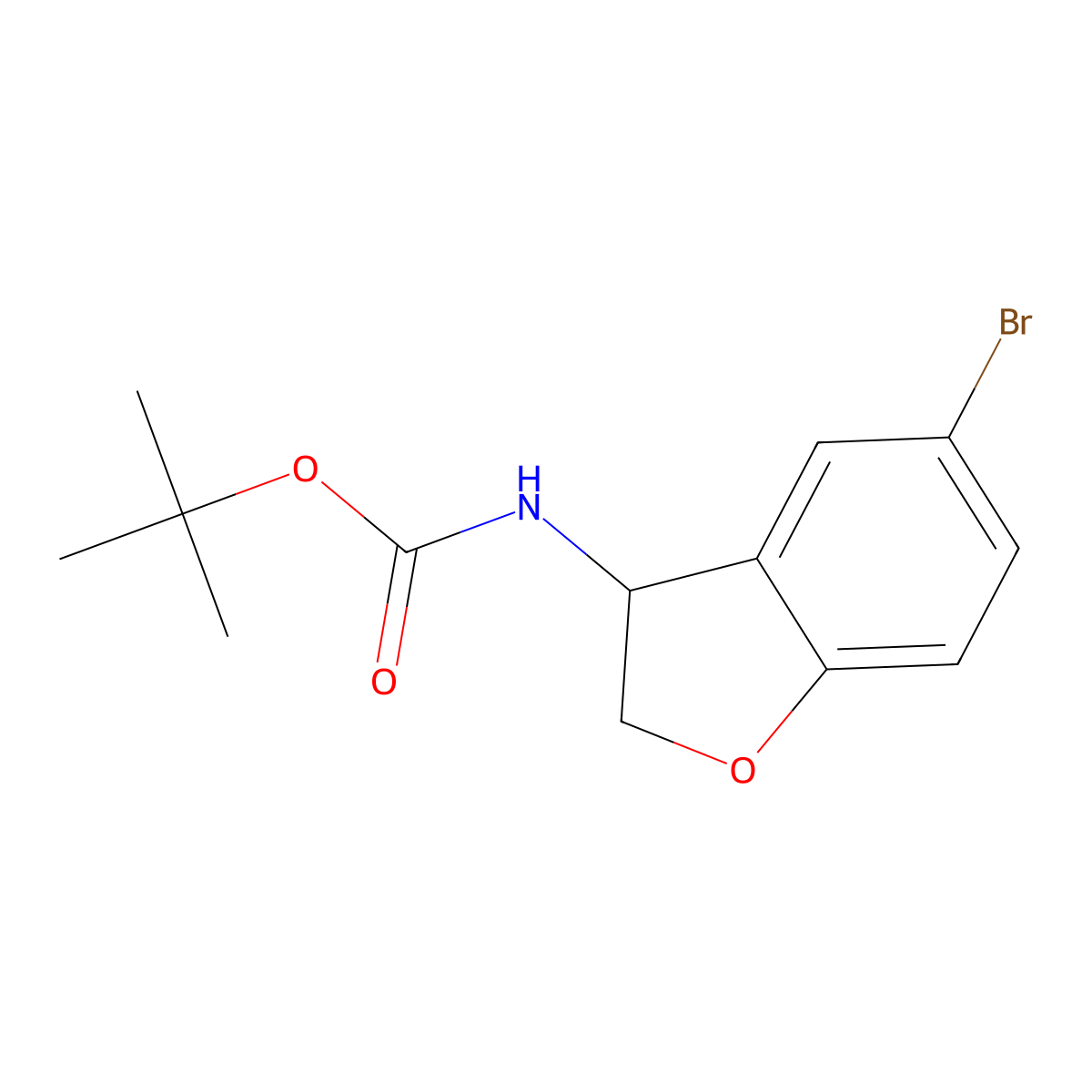 tert-butyl N-(5-bromo-2,3-dihydro-1-benzofuran-3-yl)carbamate molecular structure, CAS 2168948-62-5