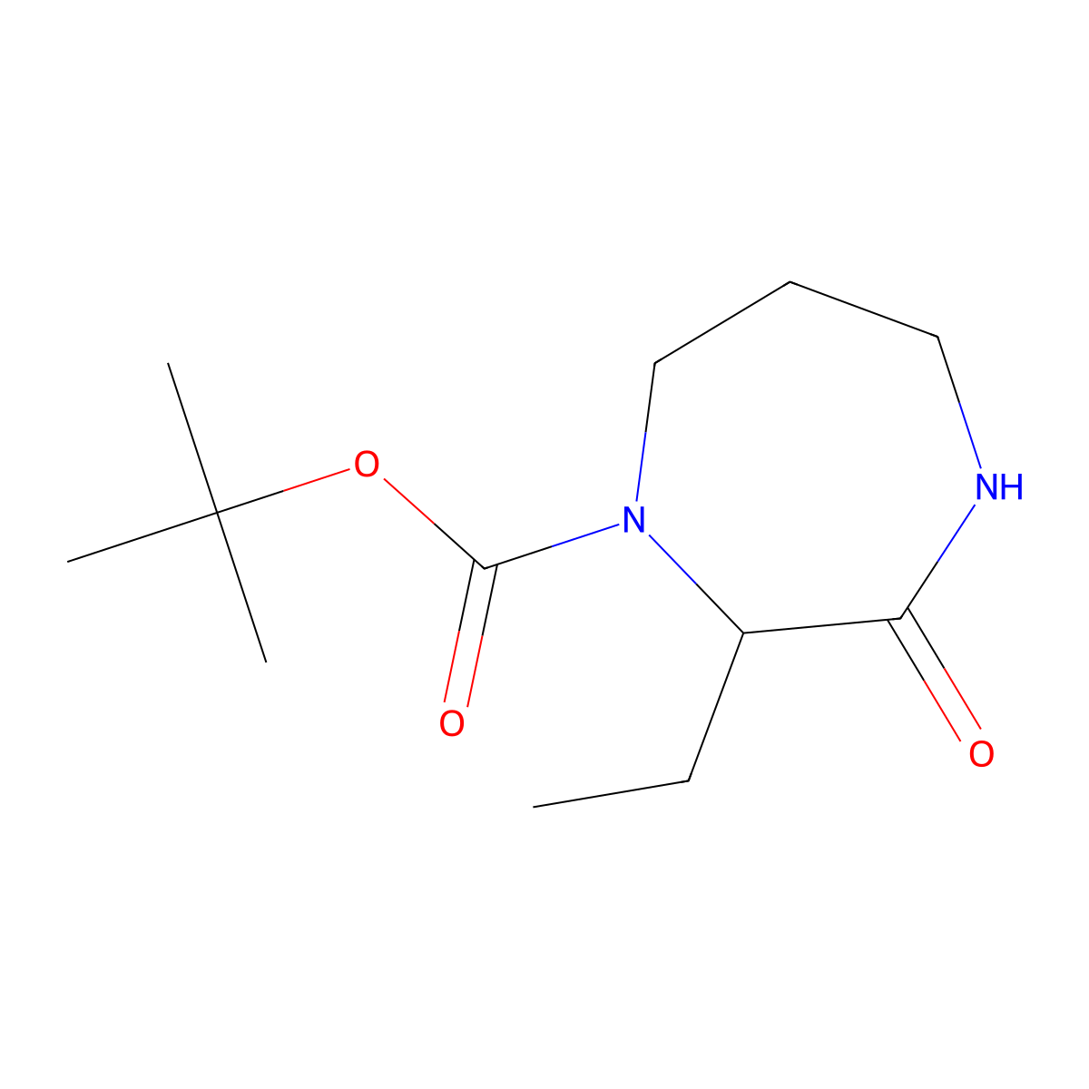 Tert-butyl 2-ethyl-3-oxo-1,4-diazepane-1-carboxylate molecular structure, CAS 2168951-78-6