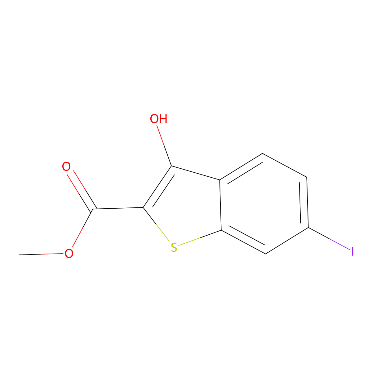 Methyl 3-hydroxy-6-iodobenzo[b]thiophene-2-carboxylate molecular structure, CAS 2168955-10-8
