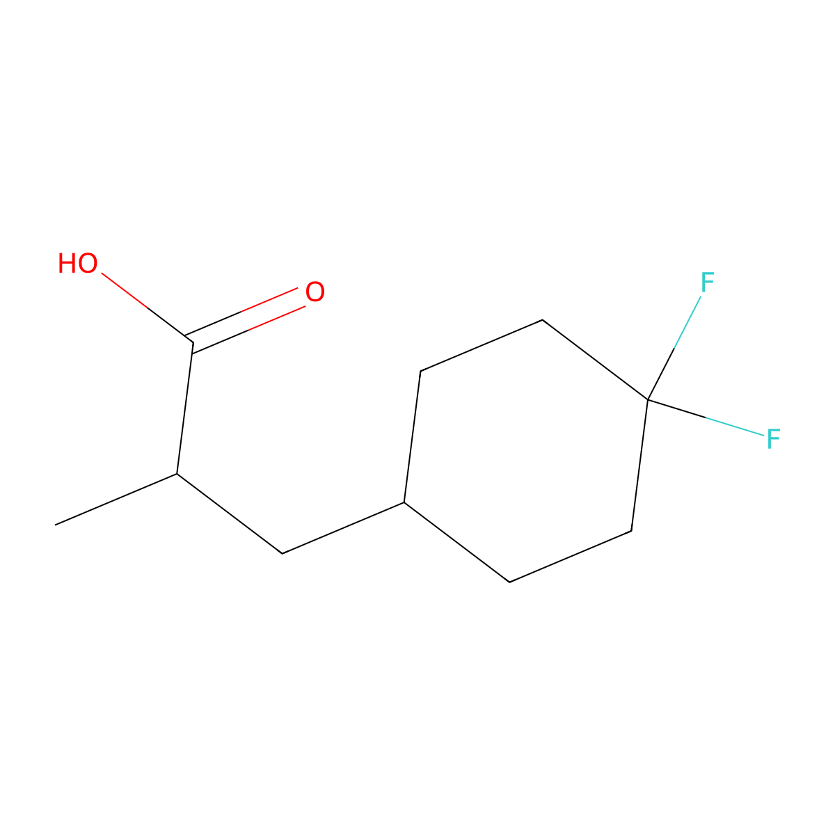 3-(4,4-Difluorocyclohexyl)-2-methylpropanoic acid molecular structure, CAS 2168956-09-8