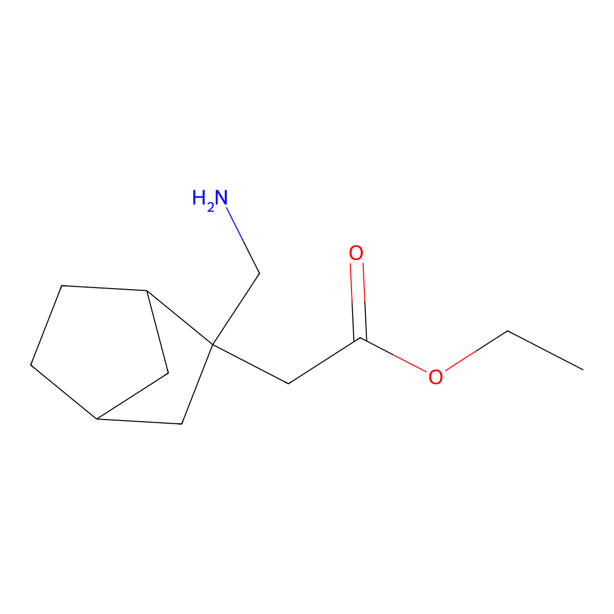 Ethyl 2-[2-(aminomethyl)bicyclo[2.2.1]heptan-2-yl]acetate molecular structure, CAS 2168971-55-7