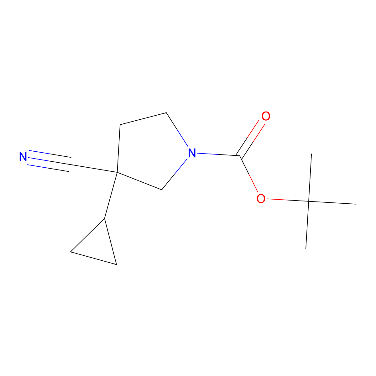 Tert-butyl 3-cyano-3-cyclopropylpyrrolidine-1-carboxylate molecular structure, CAS 2168974-12-5