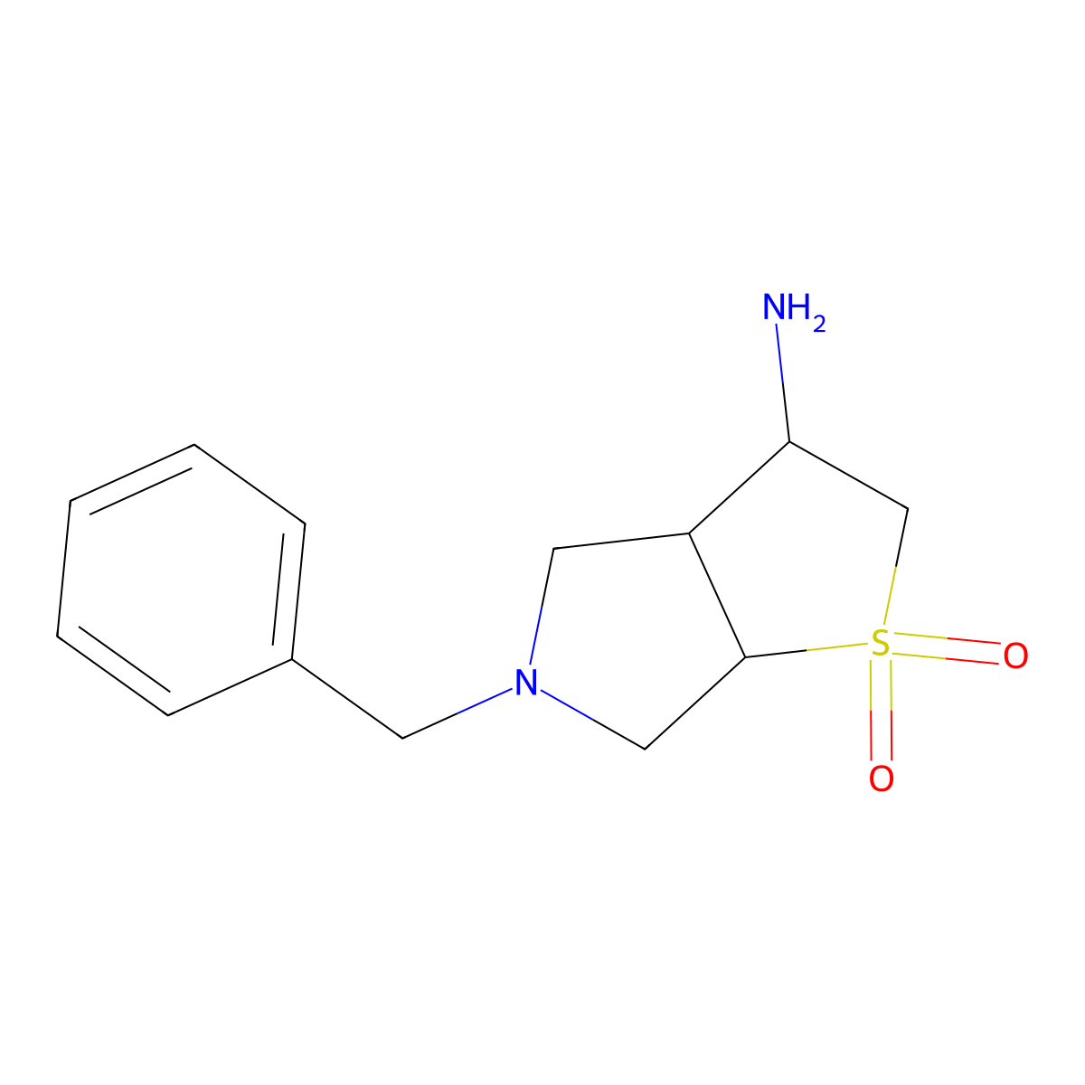 3-amino-5-benzyl-hexahydro-2H-1lambda6-thieno[2,3-c]pyrrole-1,1-dione molecular structure, CAS 2168975-87-7