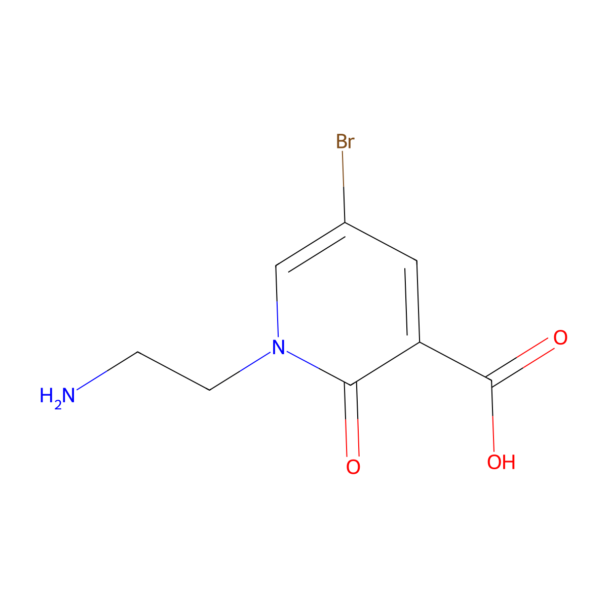 1-(2-Aminoethyl)-5-bromo-2-oxo-1,2-dihydropyridine-3-carboxylic acid molecular structure, CAS 2168978-28-5