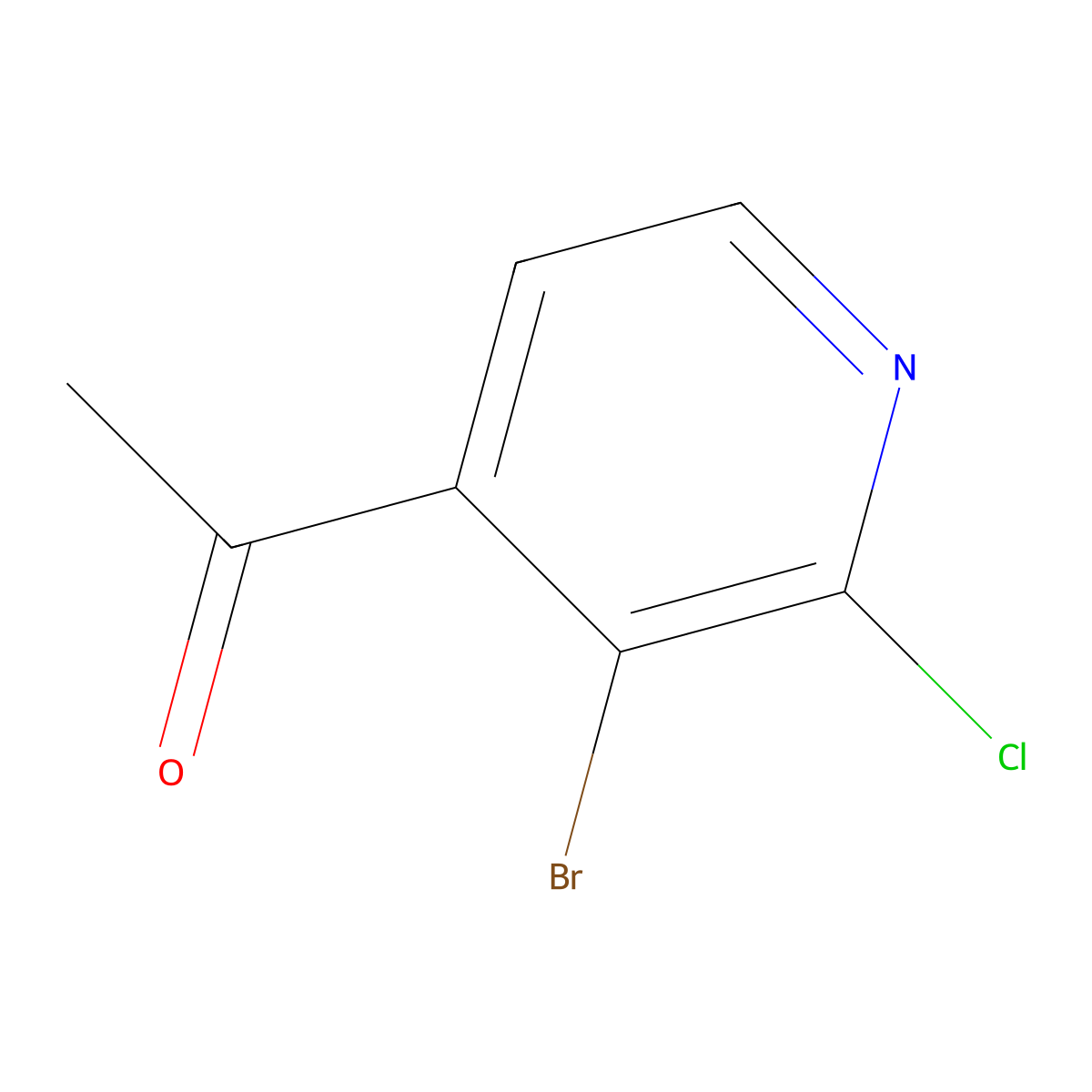 1-(3-Bromo-2-chloropyridin-4-yl)ethan-1-one molecular structure, CAS 2168985-54-2