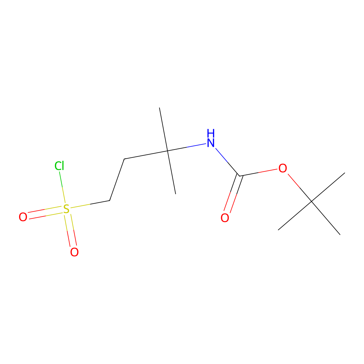 tert-butyl N-[4-(chlorosulfonyl)-2-methylbutan-2-yl]carbamate molecular structure, CAS 2168986-18-1
