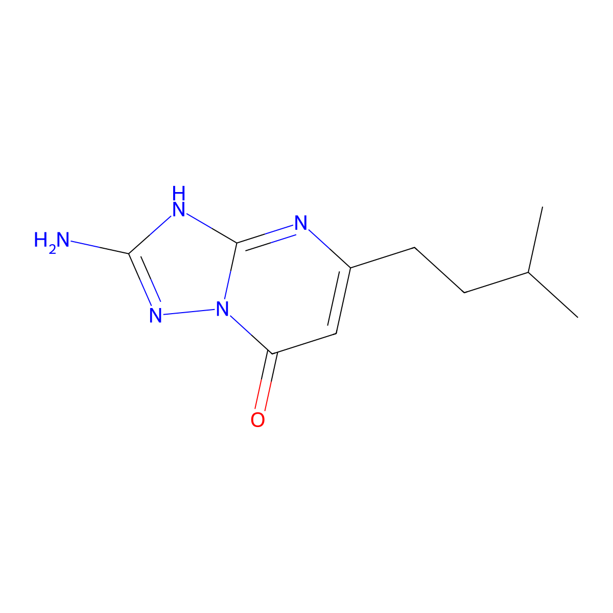 2-amino-5-(3-methylbutyl)-3H,7H-[1,2,4]triazolo[1,5-a]pyrimidin-7-one molecular structure, CAS 2168986-95-4