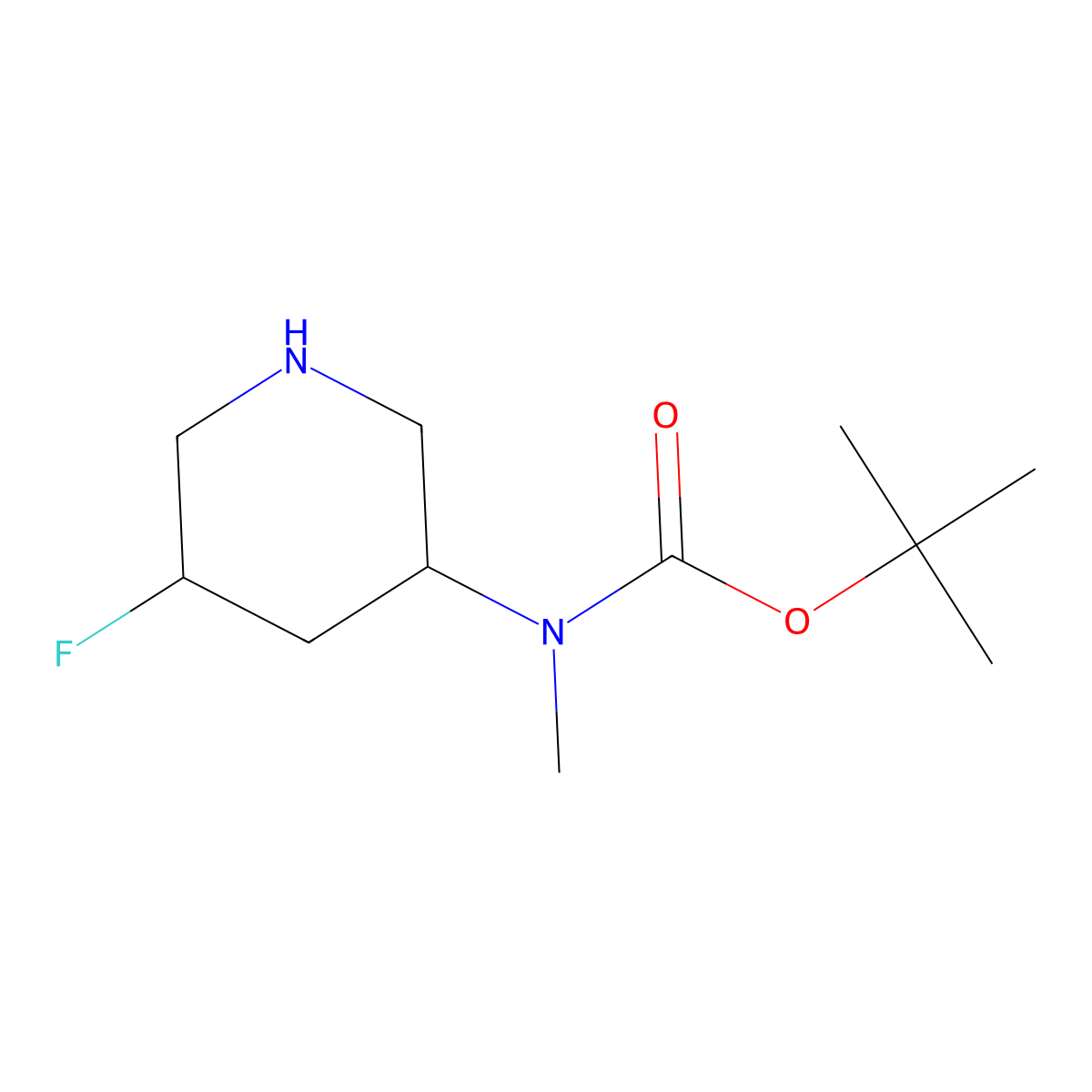 tert-butyl N-(5-fluoropiperidin-3-yl)-N-methylcarbamate molecular structure, CAS 2168989-68-0