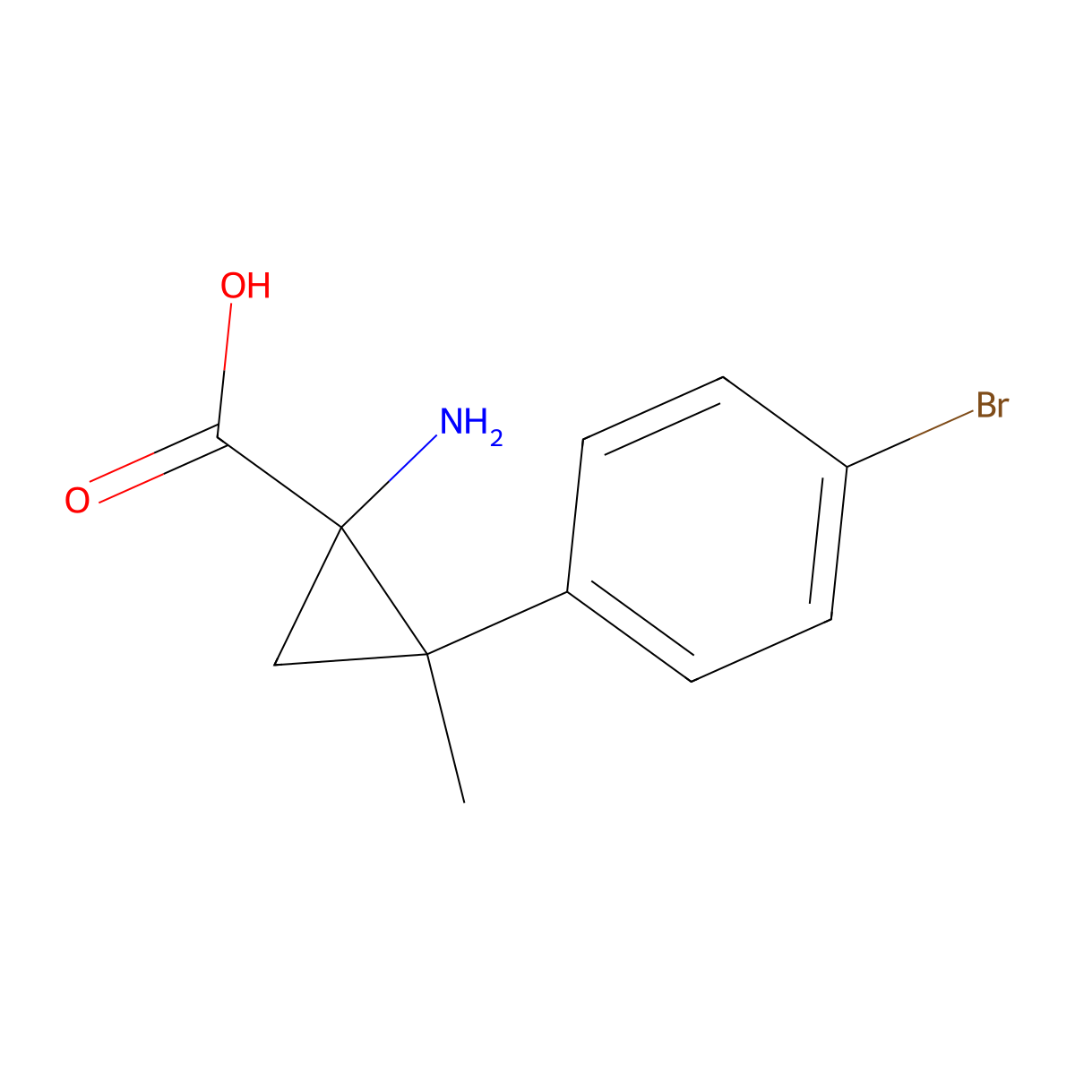 1-Amino-2-(4-bromophenyl)-2-methylcyclopropane-1-carboxylic acid molecular structure, CAS 2168989-85-1