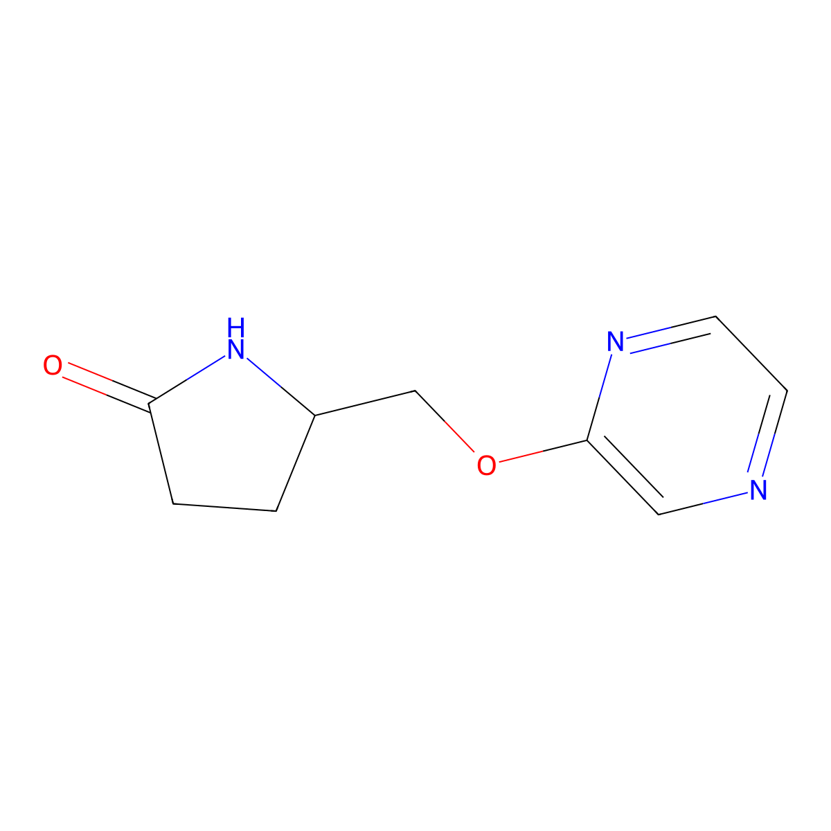 5-[(Pyrazin-2-yloxy)methyl]pyrrolidin-2-one molecular structure, CAS 2168994-24-7