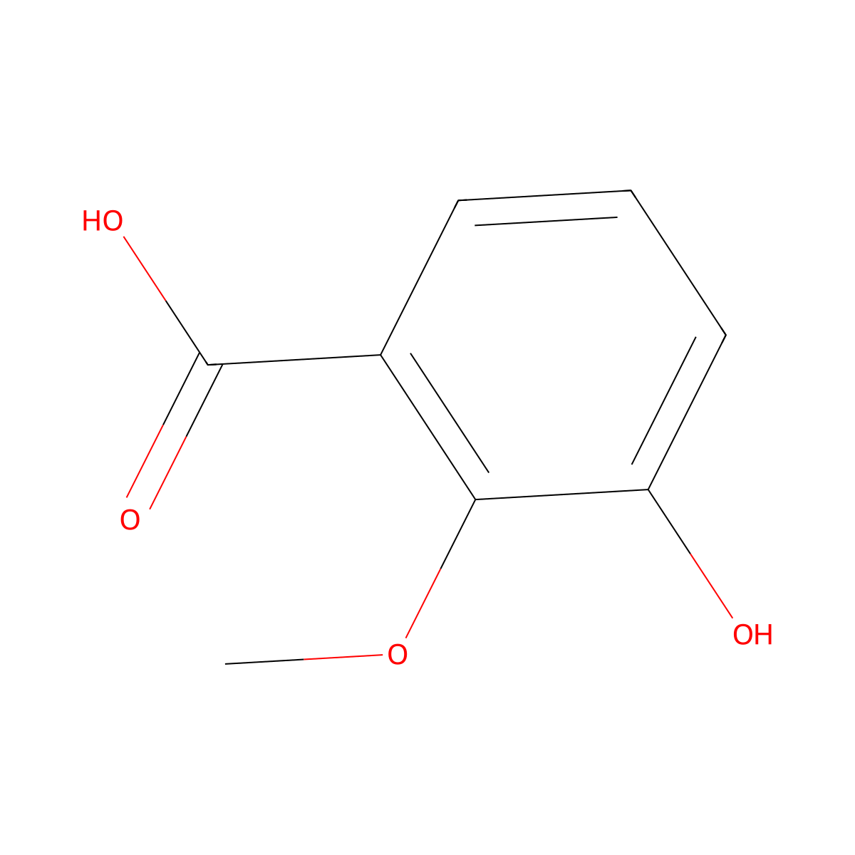 3-Hydroxy-2-methoxybenzoic acid molecular structure, CAS 2169-28-0