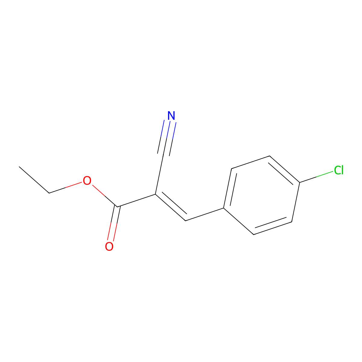 Ethyl (2E)-3-(4-chlorophenyl)-2-cyano-2-propenoate molecular structure, CAS 2169-68-8