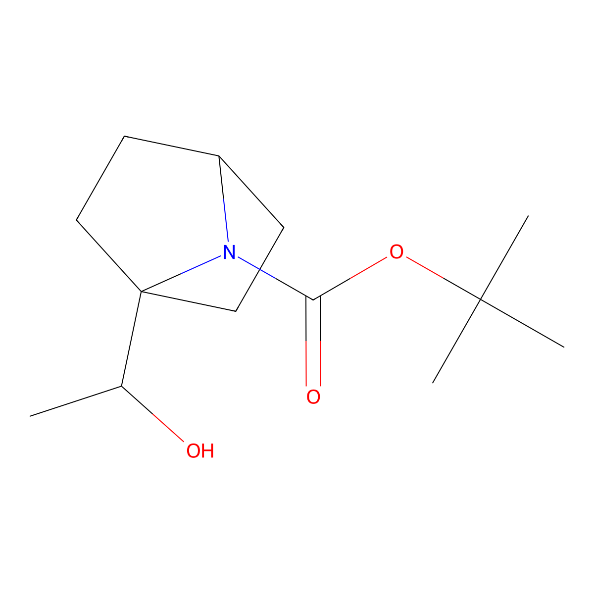 Tert-butyl 1-(1-hydroxyethyl)-7-azabicyclo[2.2.1]heptane-7-carboxylate molecular structure, CAS 2169002-98-4