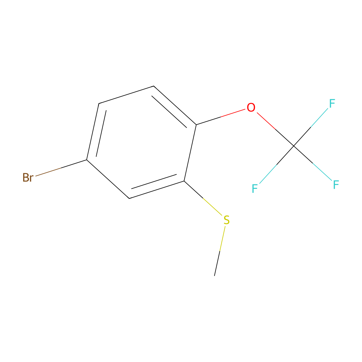 (5-Bromo-2-(trifluoromethoxy)phenyl)(methyl)sulfane molecular structure, CAS 2169014-04-2