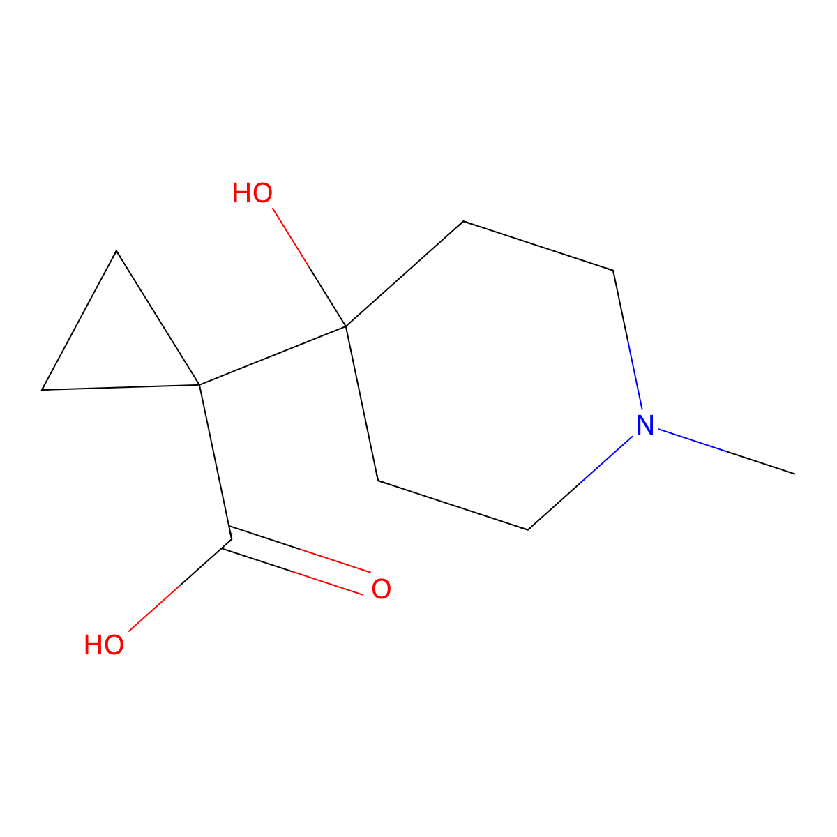 1-(4-Hydroxy-1-methylpiperidin-4-yl)cyclopropane-1-carboxylic acid molecular structure, CAS 2169014-32-6