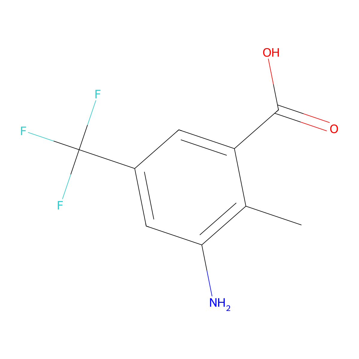 3-Amino-2-methyl-5-(trifluoromethyl)benzoic acid molecular structure, CAS 2169015-94-3