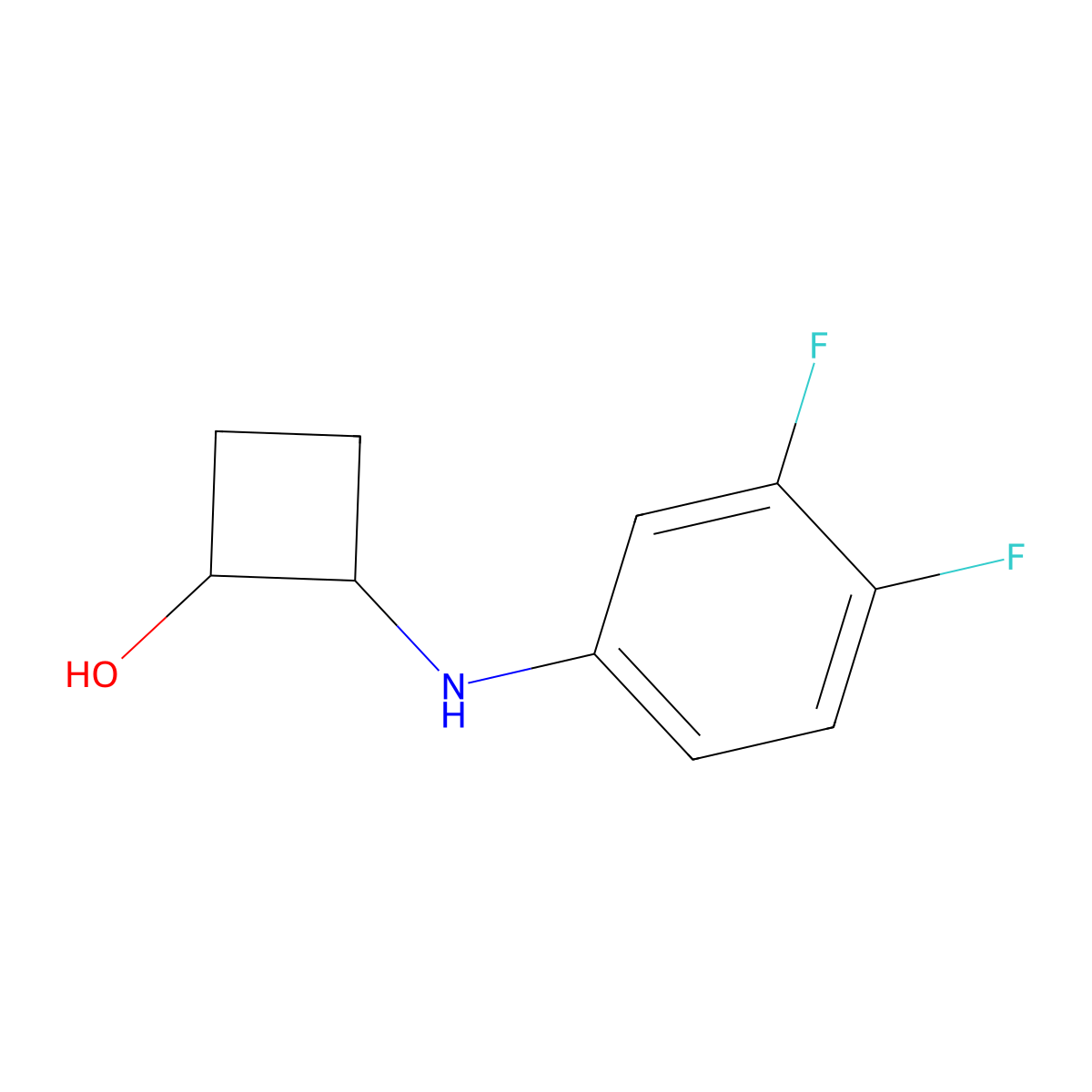 2-[(3,4-Difluorophenyl)amino]cyclobutan-1-ol molecular structure, CAS 2169024-04-6