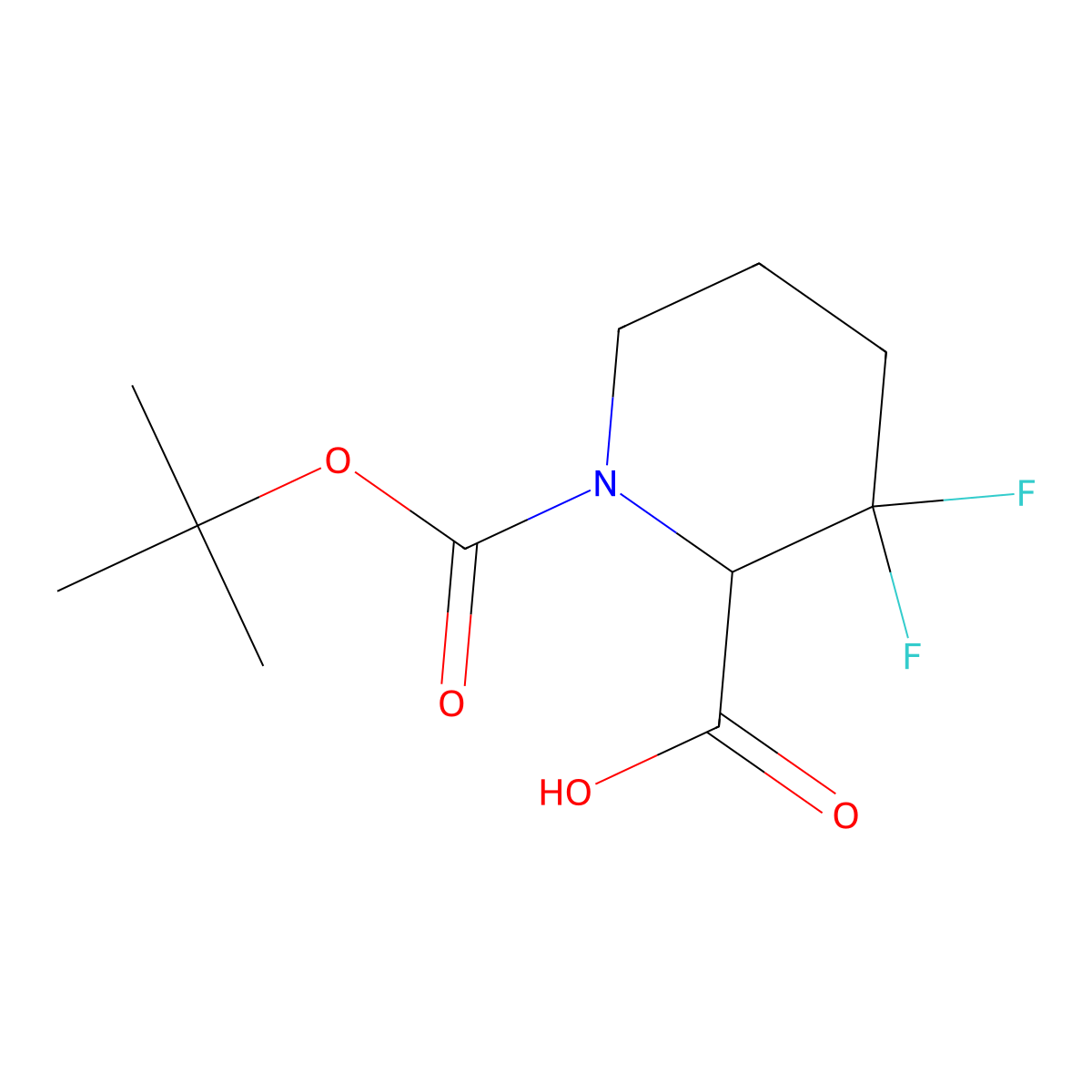 1-Tert-butoxycarbonyl-3,3-difluoro-piperidine-2-carboxylic acid molecular structure, CAS 2169024-58-0