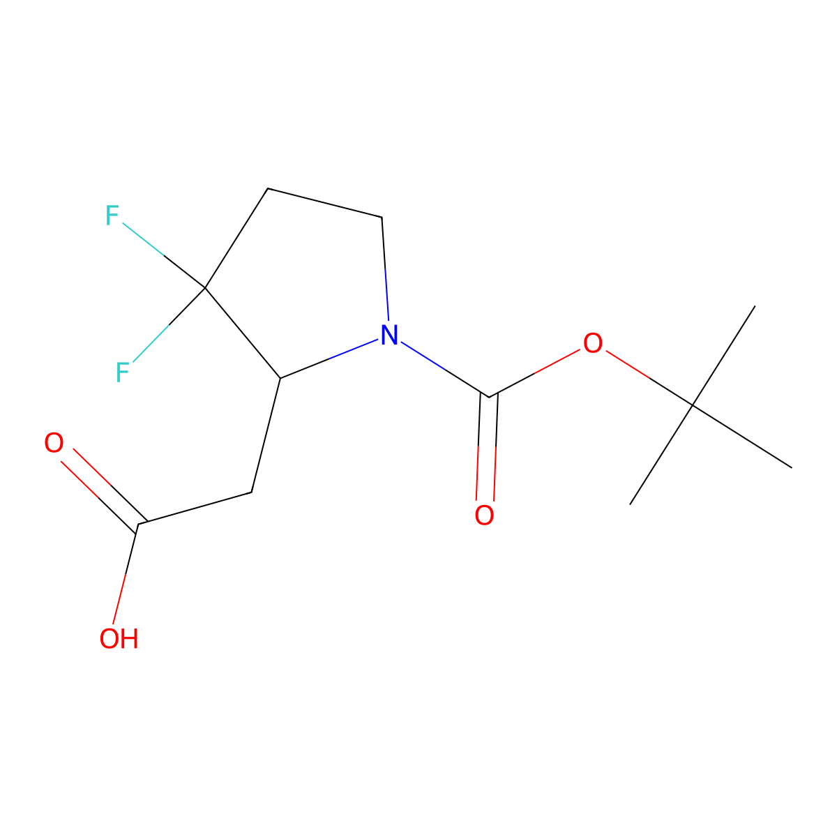 2-{1-[(Tert-butoxy)carbonyl]-3,3-difluoropyrrolidin-2-yl}acetic acid molecular structure, CAS 2169024-97-7