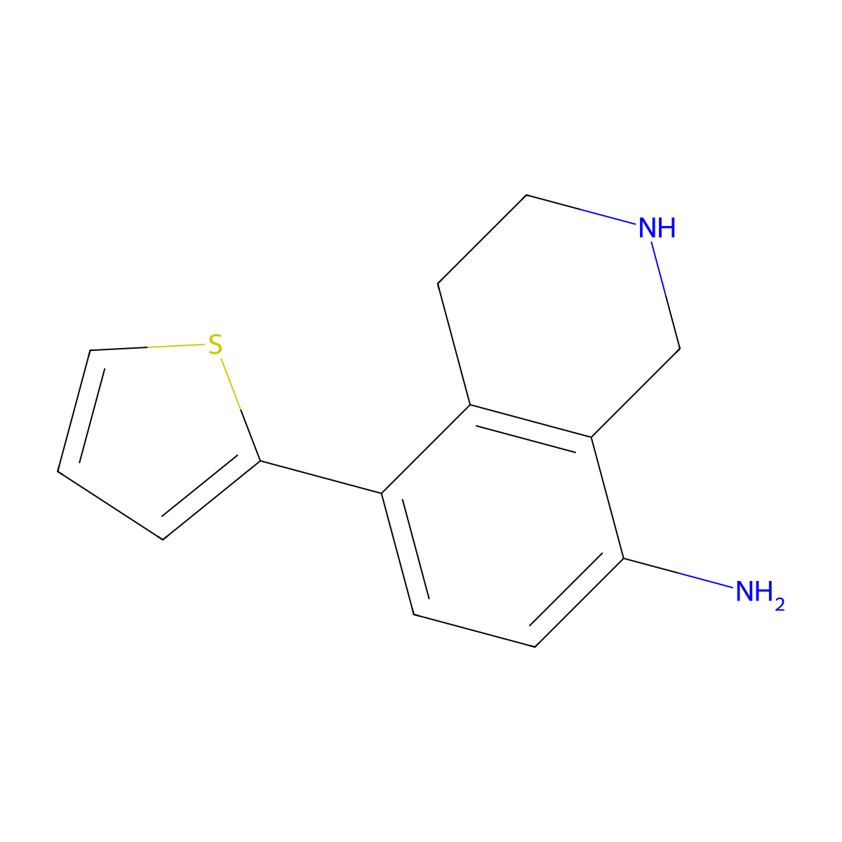 5-(Thiophen-2-yl)-1,2,3,4-tetrahydroisoquinolin-8-amine molecular structure, CAS 2169041-74-9