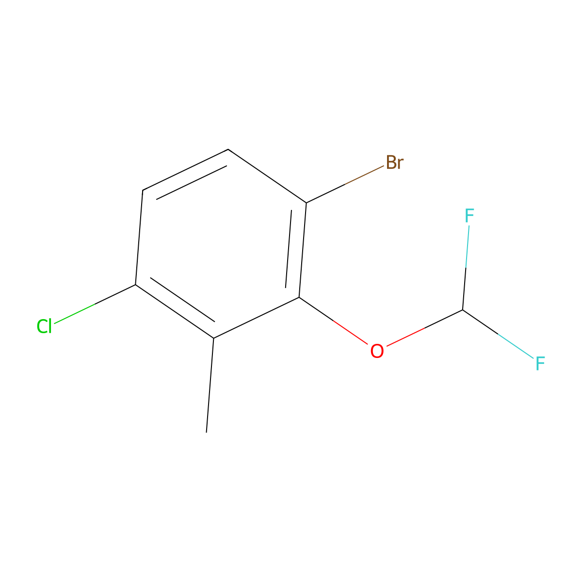 1-Bromo-4-chloro-2-(difluoromethoxy)-3-methylbenzene molecular structure, CAS 2169044-30-6