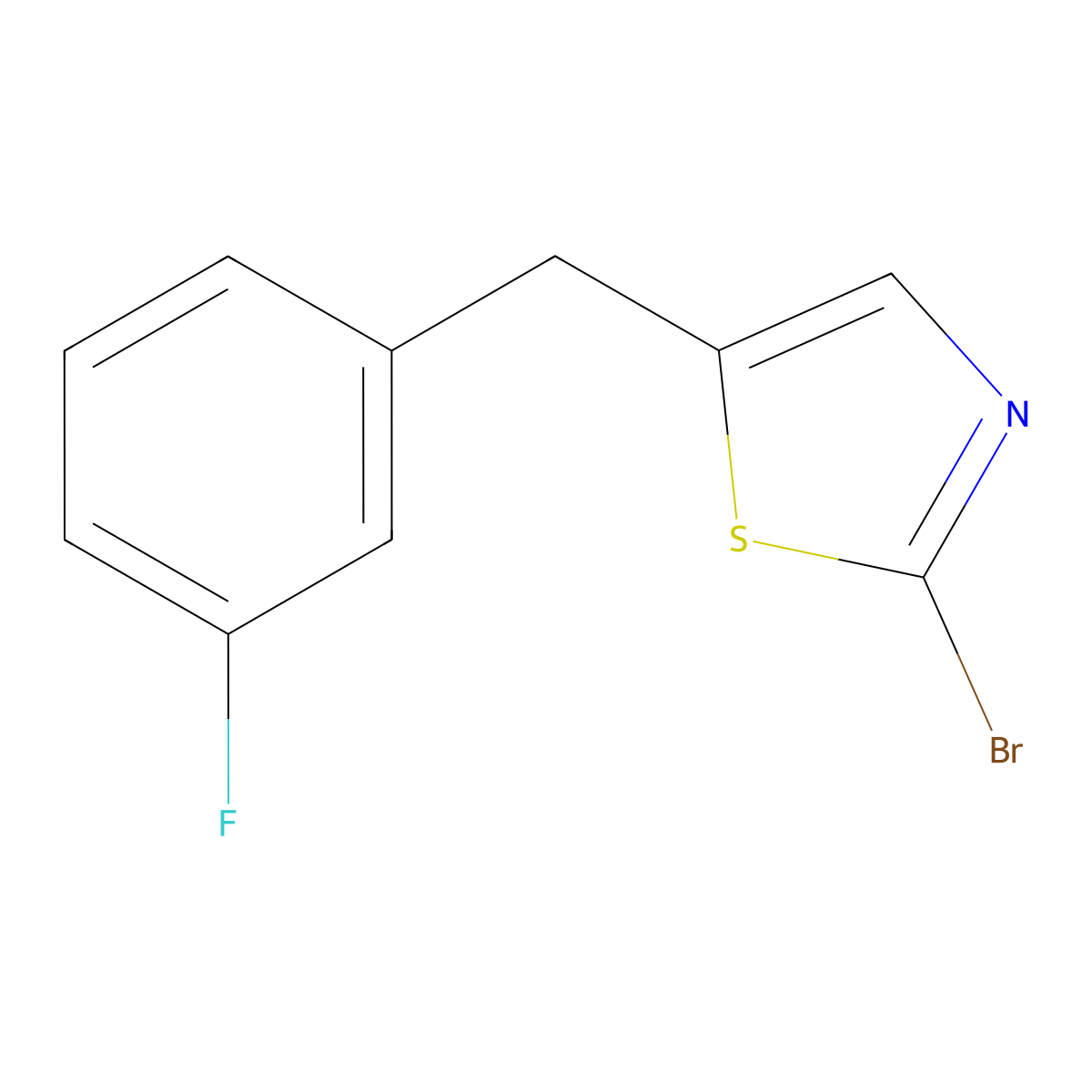 2-Bromo-5-(3-fluorobenzyl)thiazole molecular structure, CAS 2169046-21-1