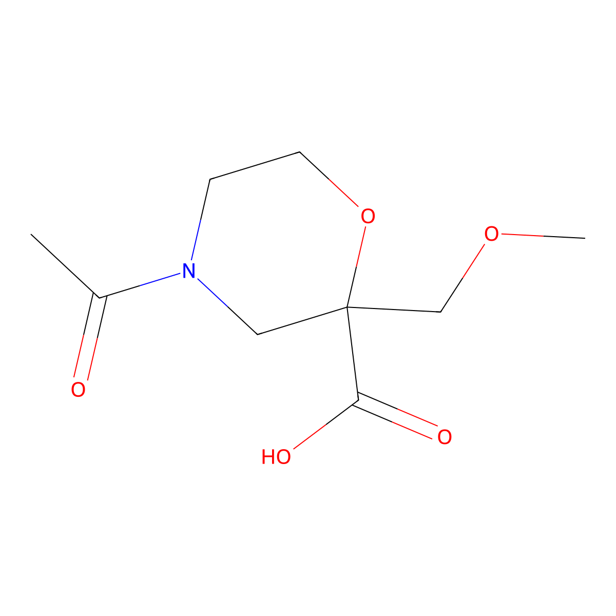 4-Acetyl-2-(methoxymethyl)morpholine-2-carboxylic acid molecular structure, CAS 2169057-35-4